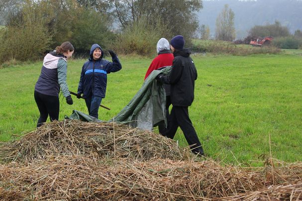 Menschen bei der Landschaftspflege in der Moosmühle