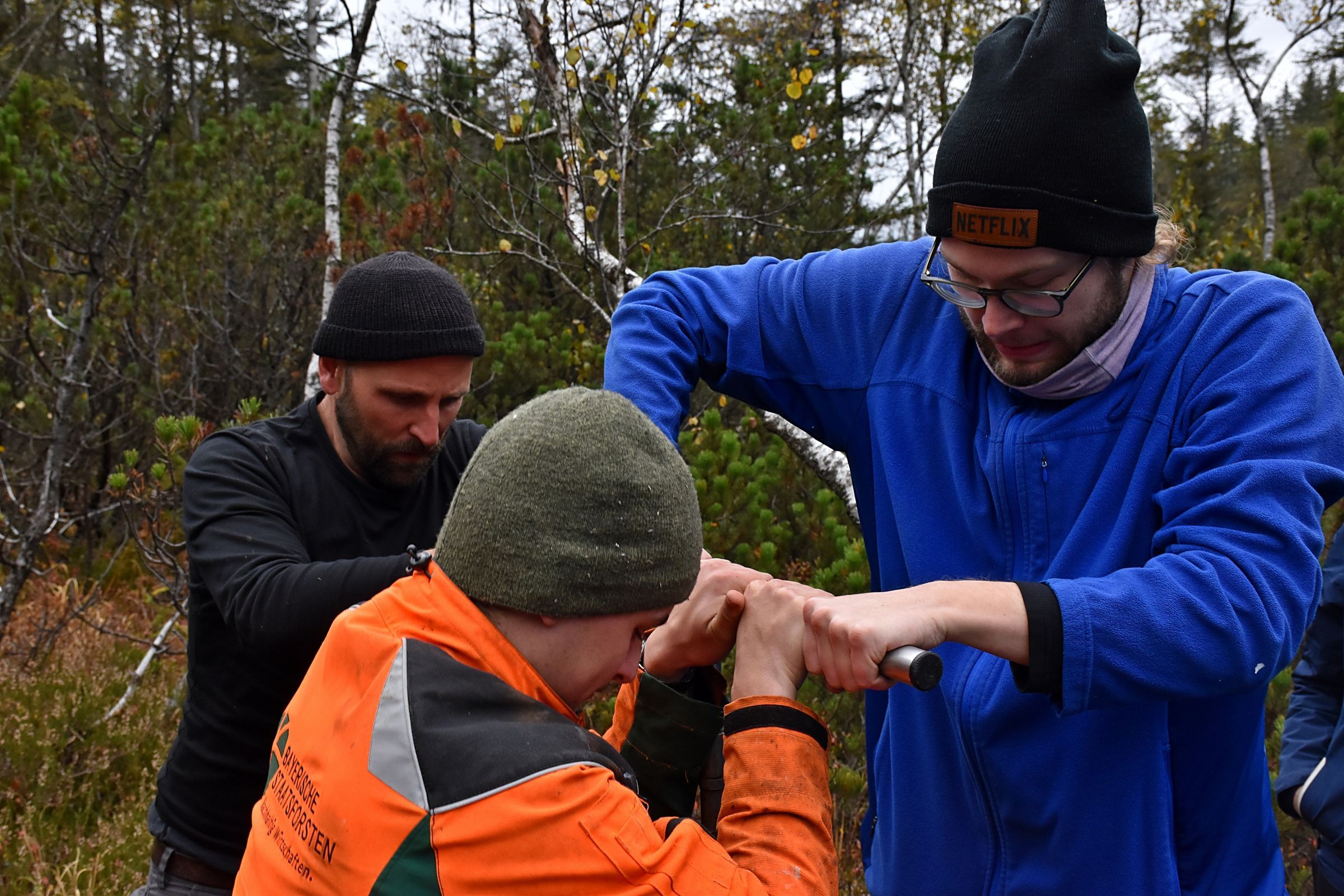 Die Arbeit mit dem Moorbohrer ist anstrengend